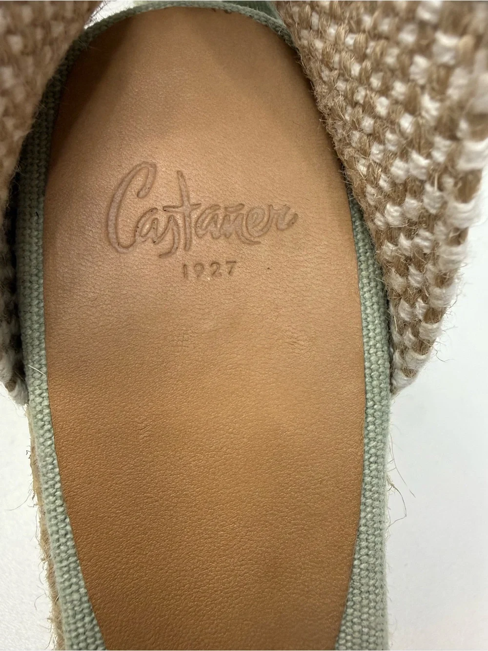 Castañer Carina Canvas Wedge Espadrilles Olive Green Size 37